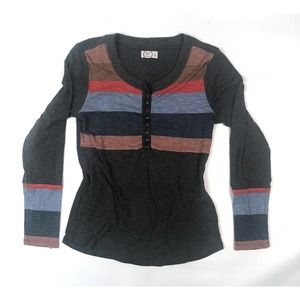 24/7 Maurices Women's Multi Colored Striped Top Shirt Medium